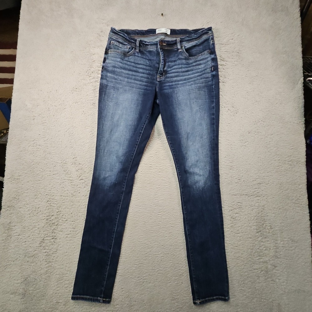 BKE Payton Jeans Womens 33x34 Blue Mid Rise Skinny Dark Wash Faded Preppy Buckle - Picture 2 of 16